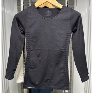 Pure Lime Womens Seamless Long Sleeve Top Black Athletic Base Layer Size S/M